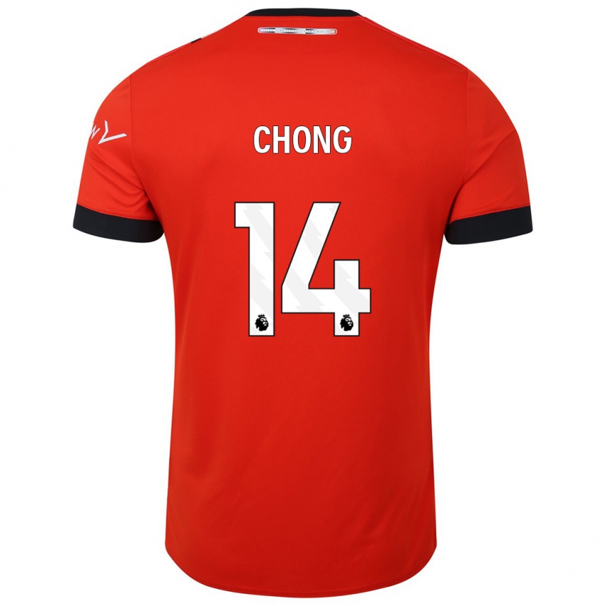 Børn Tahith Chong #14 Rød Hjemmebane Spillertrøjer 2023/24 Trøje T-Shirt