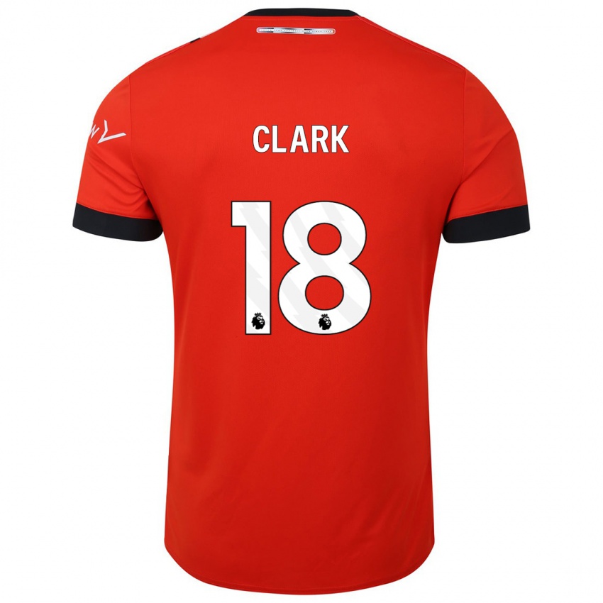 Børn Jordan Clark #18 Rød Hjemmebane Spillertrøjer 2023/24 Trøje T-Shirt