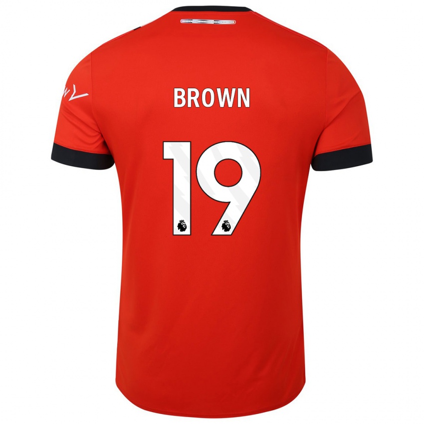 Børn Jacob Brown #19 Rød Hjemmebane Spillertrøjer 2023/24 Trøje T-Shirt