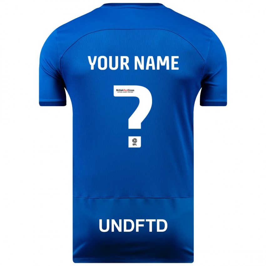 Børn Dit Navn #0 Blå Hjemmebane Spillertrøjer 2023/24 Trøje T-Shirt