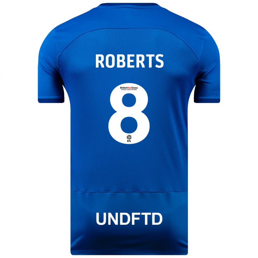 Børn Tyler Roberts #8 Blå Hjemmebane Spillertrøjer 2023/24 Trøje T-Shirt