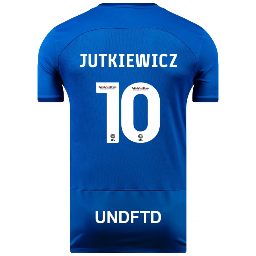 Børn Lukas Jutkiewicz #10 Blå Hjemmebane Spillertrøjer 2023/24 Trøje T-Shirt