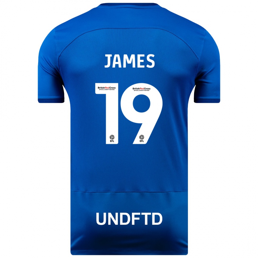 Børn Jordan James #19 Blå Hjemmebane Spillertrøjer 2023/24 Trøje T-Shirt