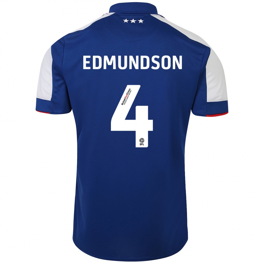 Børn George Edmundson #4 Blå Hjemmebane Spillertrøjer 2023/24 Trøje T-Shirt