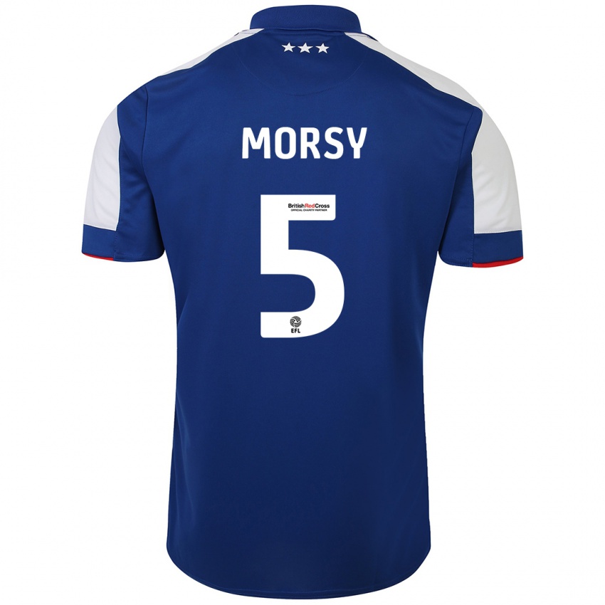 Børn Samy Morsy #5 Blå Hjemmebane Spillertrøjer 2023/24 Trøje T-Shirt