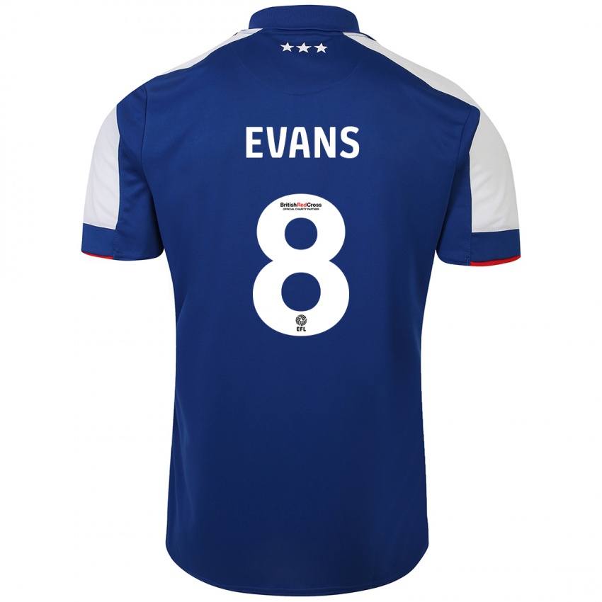 Børn Lee Evans #8 Blå Hjemmebane Spillertrøjer 2023/24 Trøje T-Shirt