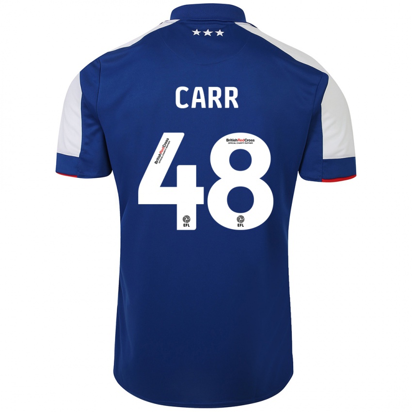 Børn Ryan Carr #48 Blå Hjemmebane Spillertrøjer 2023/24 Trøje T-Shirt