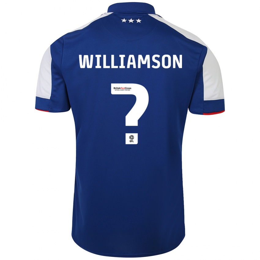 Børn Woody Williamson #0 Blå Hjemmebane Spillertrøjer 2023/24 Trøje T-Shirt