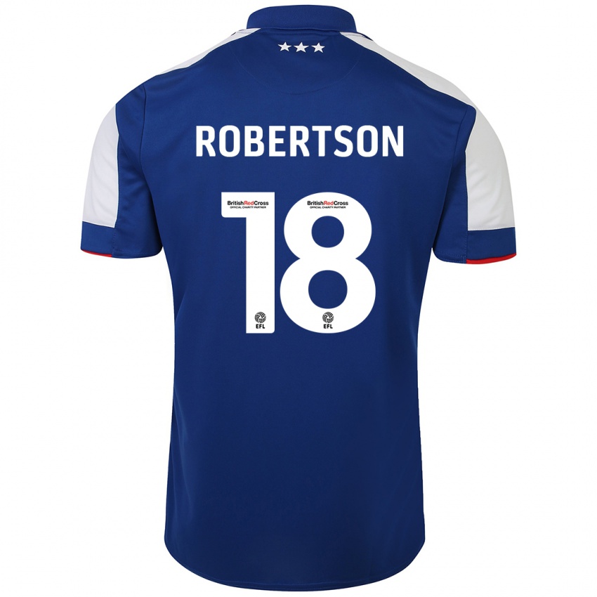 Børn Kyra Robertson #18 Blå Hjemmebane Spillertrøjer 2023/24 Trøje T-Shirt