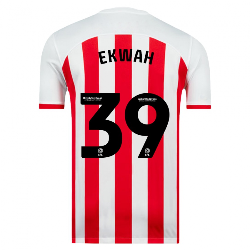 Børn Pierre Ekwah #39 Hvid Hjemmebane Spillertrøjer 2023/24 Trøje T-Shirt