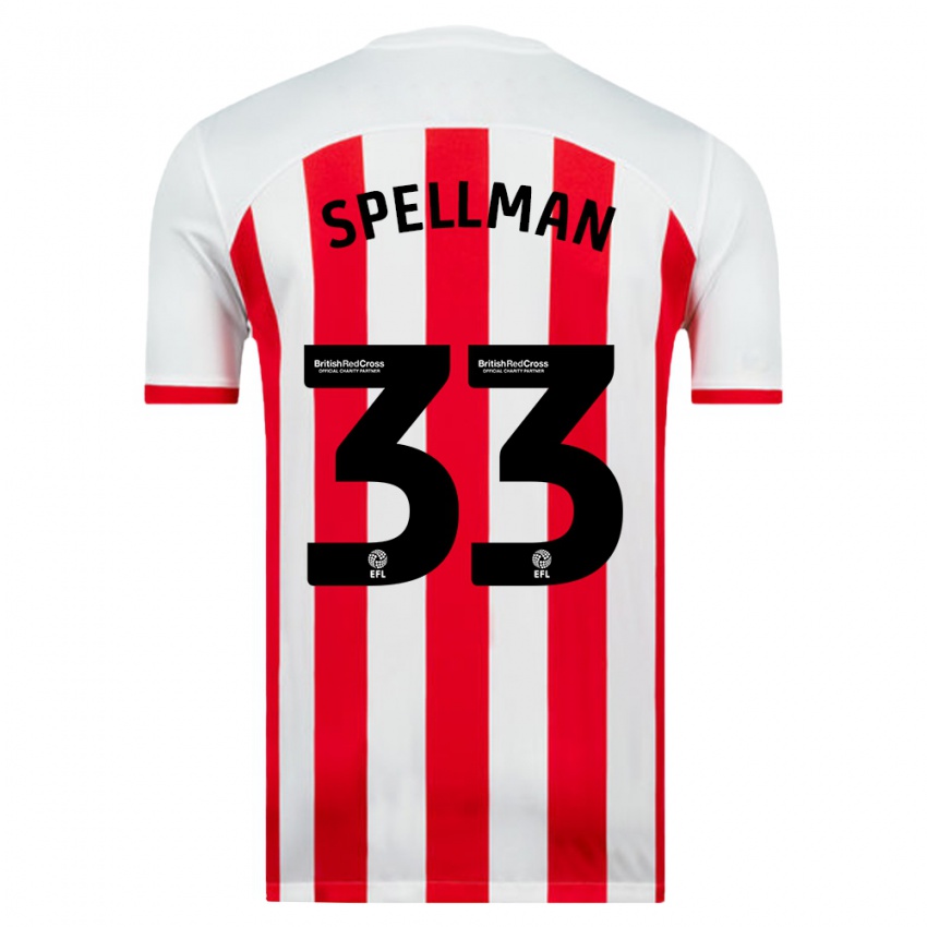 Børn Michael Spellman #33 Hvid Hjemmebane Spillertrøjer 2023/24 Trøje T-Shirt