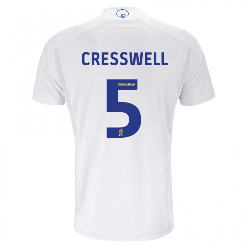 Børn Charlie Cresswell #5 Hvid Hjemmebane Spillertrøjer 2023/24 Trøje T-Shirt