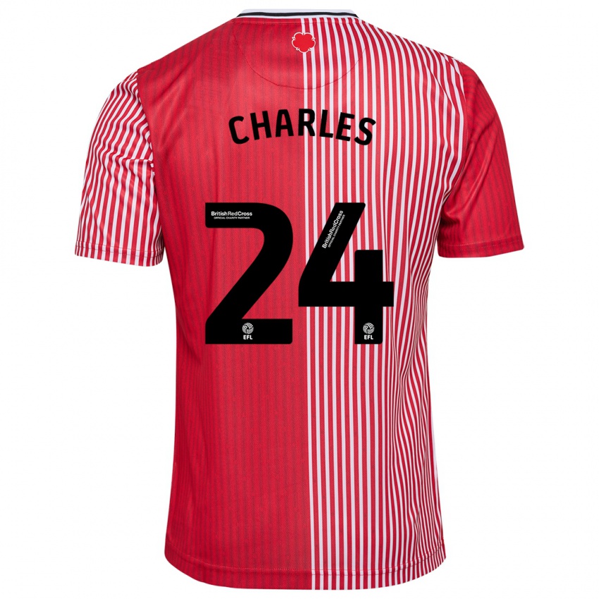 Børn Shea Charles #24 Rød Hjemmebane Spillertrøjer 2023/24 Trøje T-Shirt