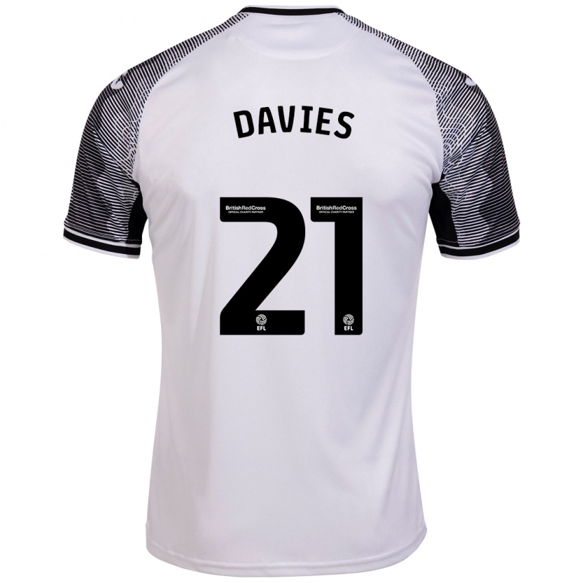 Børn Laura Davies #21 Hvid Hjemmebane Spillertrøjer 2023/24 Trøje T-Shirt