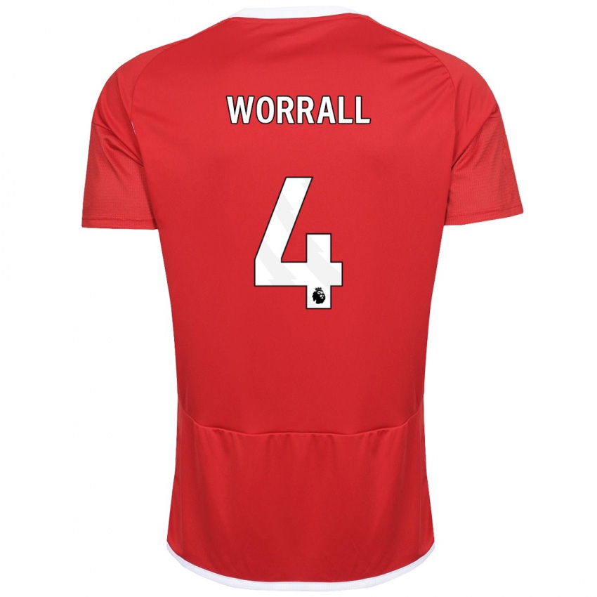 Børn Joe Worrall #4 Rød Hjemmebane Spillertrøjer 2023/24 Trøje T-Shirt