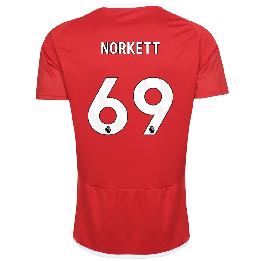 Børn Manni Norkett #69 Rød Hjemmebane Spillertrøjer 2023/24 Trøje T-Shirt