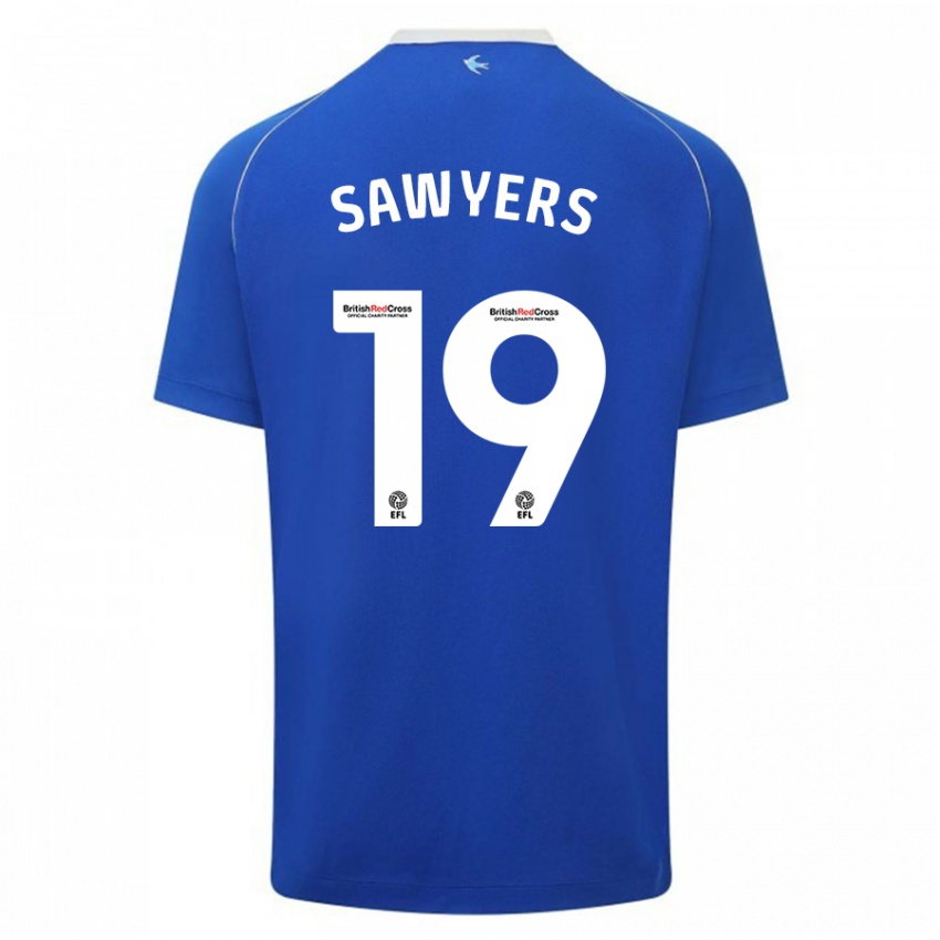 Børn Romaine Sawyers #19 Blå Hjemmebane Spillertrøjer 2023/24 Trøje T-Shirt