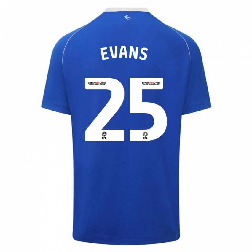 Børn Kieron Evans #25 Blå Hjemmebane Spillertrøjer 2023/24 Trøje T-Shirt