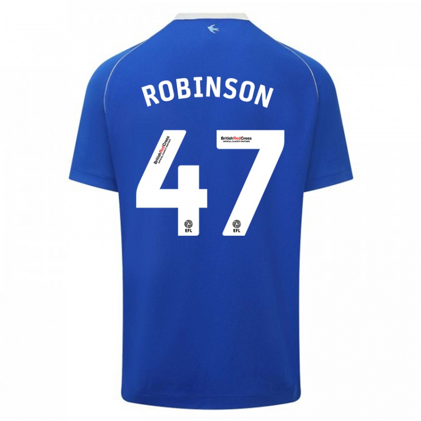 Børn Callum Robinson #47 Blå Hjemmebane Spillertrøjer 2023/24 Trøje T-Shirt