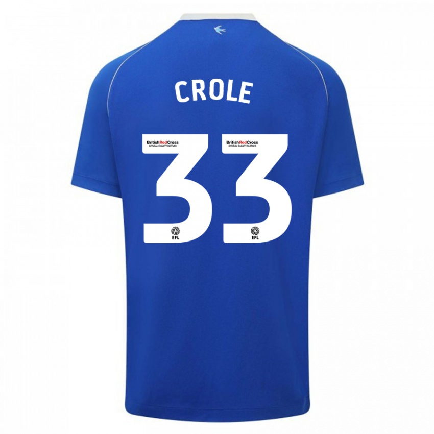 Børn James Crole #33 Blå Hjemmebane Spillertrøjer 2023/24 Trøje T-Shirt