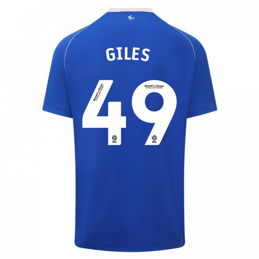 Børn Luey Giles #49 Blå Hjemmebane Spillertrøjer 2023/24 Trøje T-Shirt