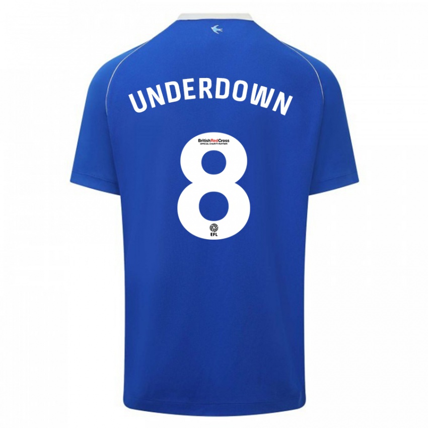 Børn Kanisha Underdown #8 Blå Hjemmebane Spillertrøjer 2023/24 Trøje T-Shirt