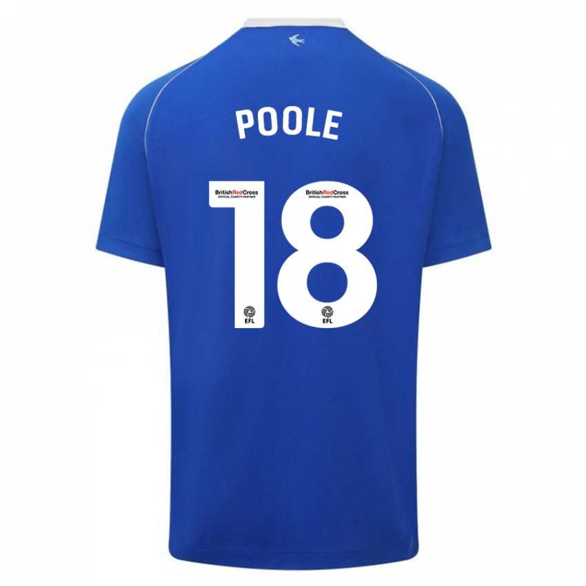 Børn Phoebie Poole #18 Blå Hjemmebane Spillertrøjer 2023/24 Trøje T-Shirt