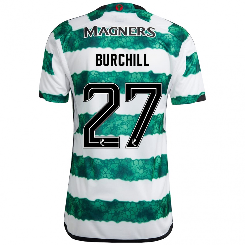 Børn Tiree Burchill #27 Grøn Hjemmebane Spillertrøjer 2023/24 Trøje T-Shirt