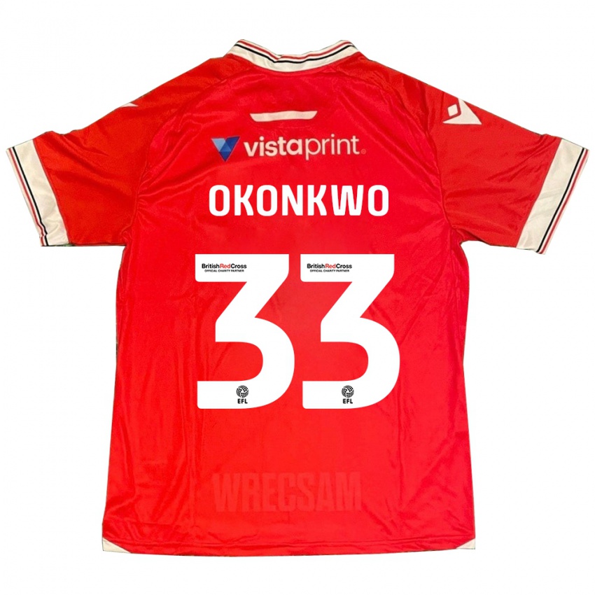 Børn Arthur Okonkwo #33 Rød Hjemmebane Spillertrøjer 2023/24 Trøje T-Shirt