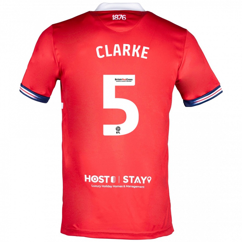 Børn Matt Clarke #5 Rød Hjemmebane Spillertrøjer 2023/24 Trøje T-Shirt