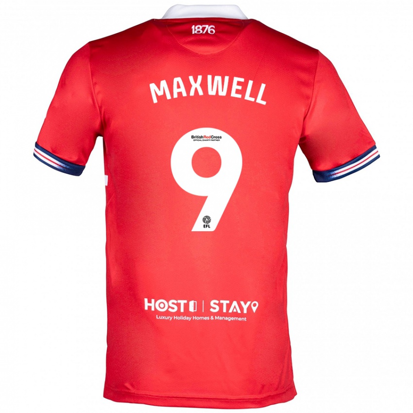 Børn Armani Maxwell #9 Rød Hjemmebane Spillertrøjer 2023/24 Trøje T-Shirt