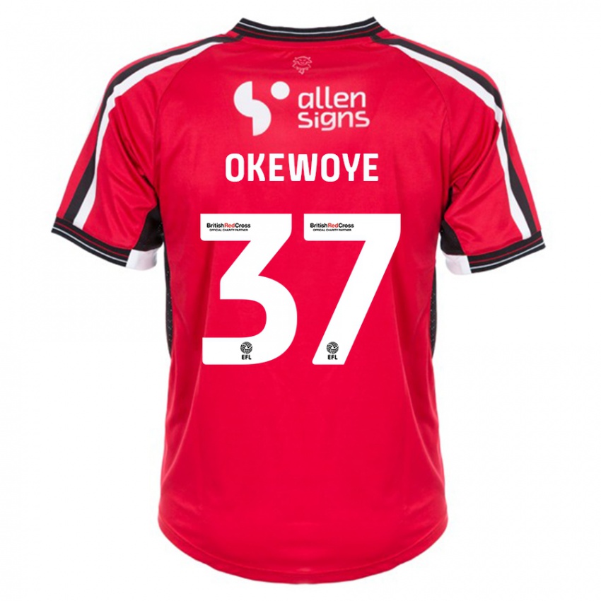 Børn Gbolahan Okewoye #37 Rød Hjemmebane Spillertrøjer 2023/24 Trøje T-Shirt