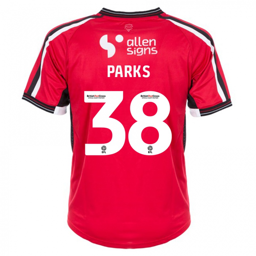 Børn Charlie Parks #38 Rød Hjemmebane Spillertrøjer 2023/24 Trøje T-Shirt