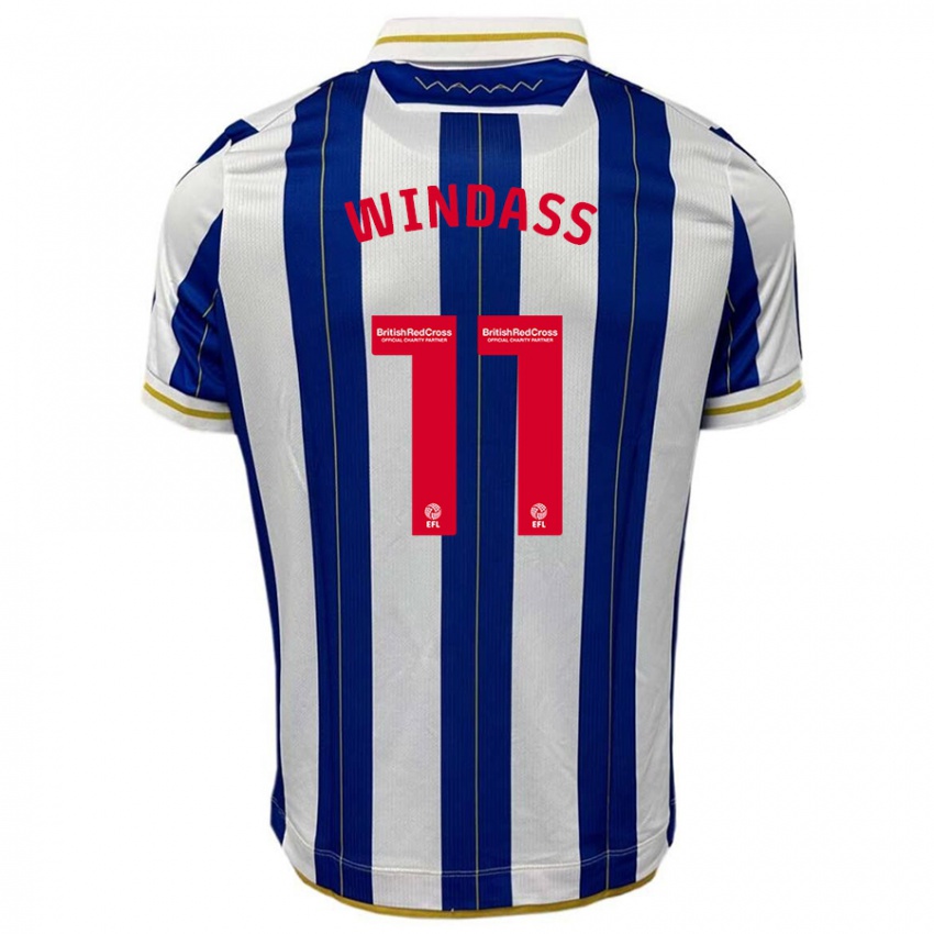 Børn Josh Windass #11 Blå Hvid Hjemmebane Spillertrøjer 2023/24 Trøje T-Shirt