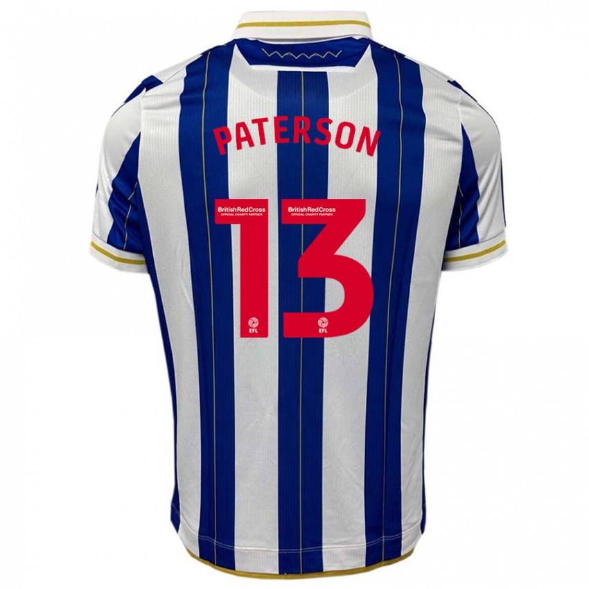 Børn Callum Paterson #13 Blå Hvid Hjemmebane Spillertrøjer 2023/24 Trøje T-Shirt