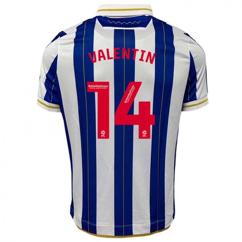 Børn Pol Valentín #14 Blå Hvid Hjemmebane Spillertrøjer 2023/24 Trøje T-Shirt