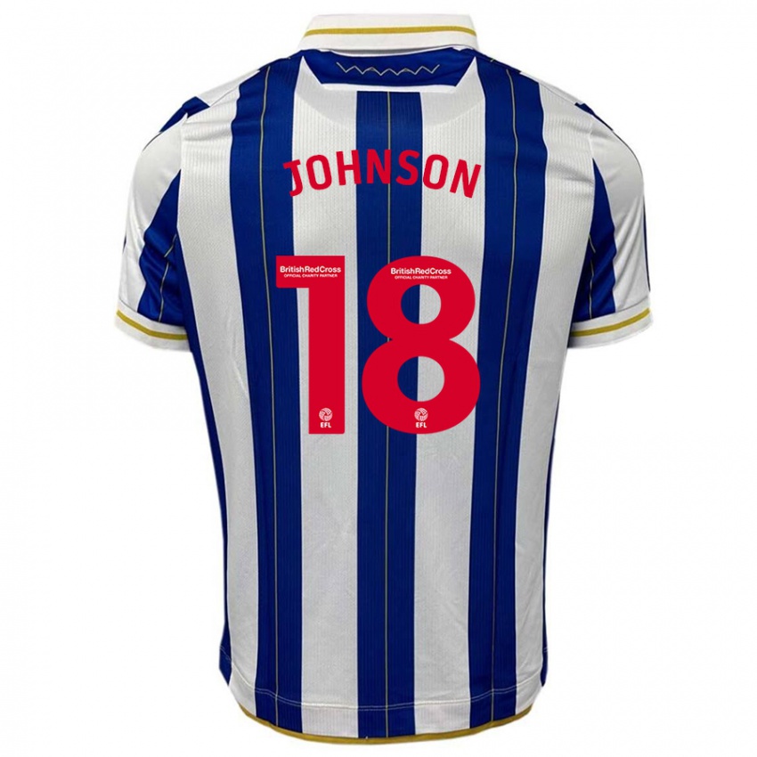 Børn Marvin Johnson #18 Blå Hvid Hjemmebane Spillertrøjer 2023/24 Trøje T-Shirt