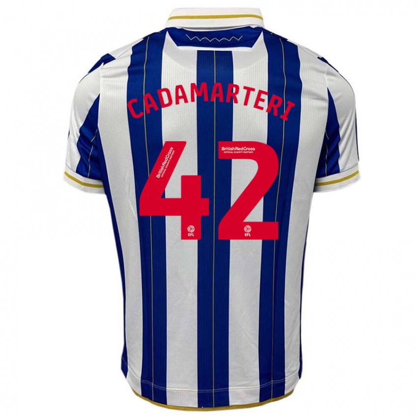 Børn Bailey Cadamarteri #42 Blå Hvid Hjemmebane Spillertrøjer 2023/24 Trøje T-Shirt