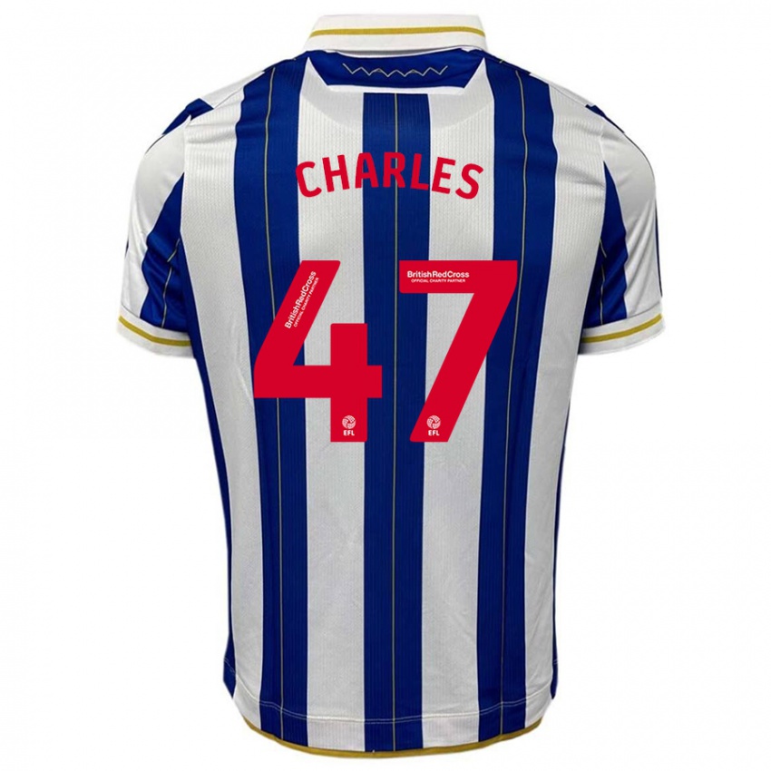 Børn Pierce Charles #47 Blå Hvid Hjemmebane Spillertrøjer 2023/24 Trøje T-Shirt