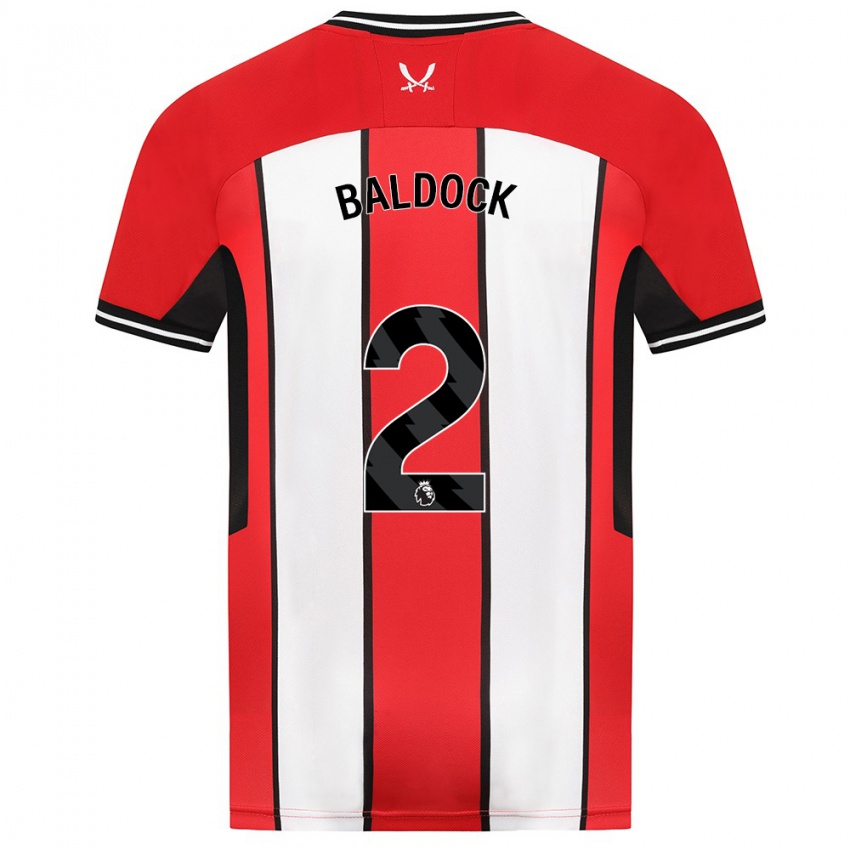 Børn George Baldock #2 Rød Hjemmebane Spillertrøjer 2023/24 Trøje T-Shirt