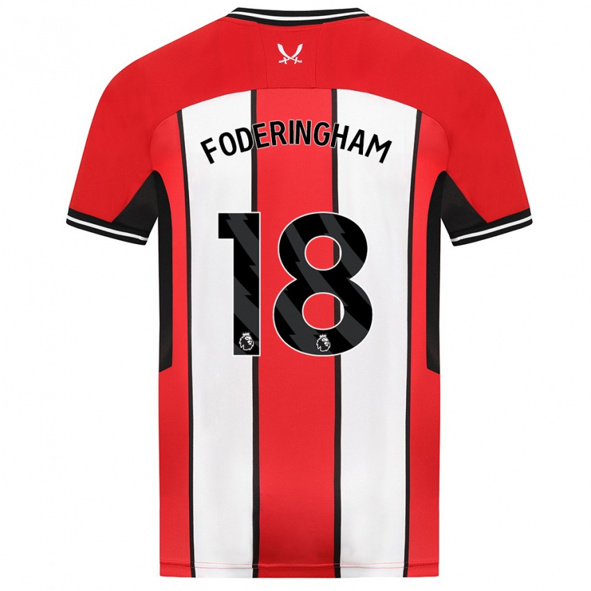 Børn Wes Foderingham #18 Rød Hjemmebane Spillertrøjer 2023/24 Trøje T-Shirt