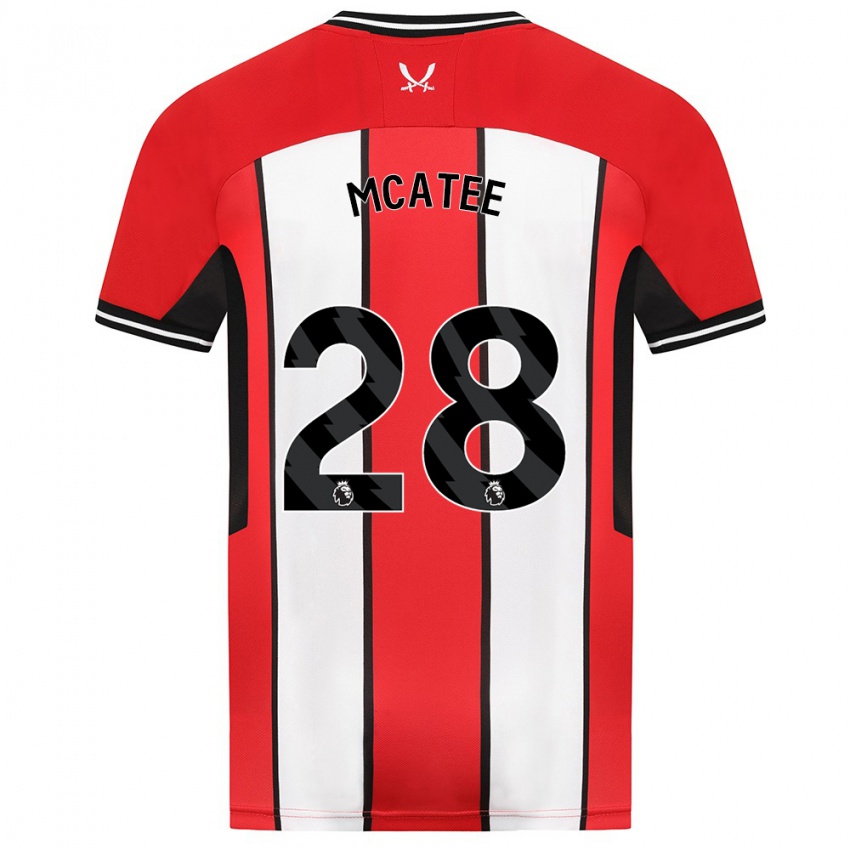 Børn James Mcatee #28 Rød Hjemmebane Spillertrøjer 2023/24 Trøje T-Shirt