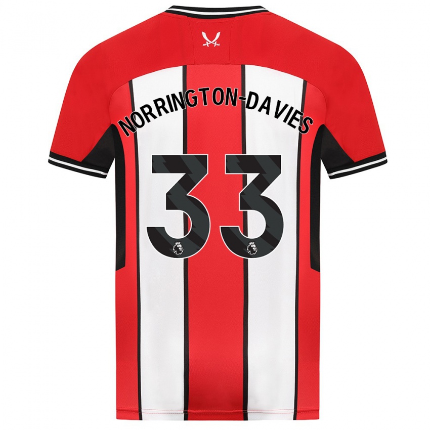 Børn Rhys Norrington-Davies #33 Rød Hjemmebane Spillertrøjer 2023/24 Trøje T-Shirt