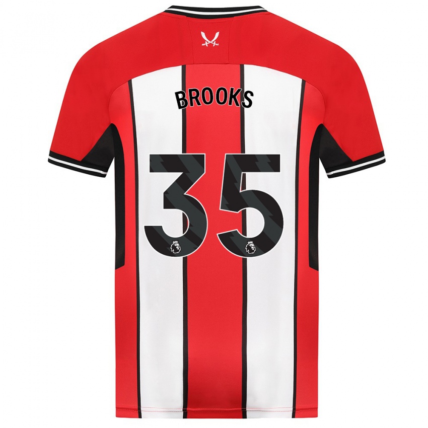 Børn Andre Brooks #35 Rød Hjemmebane Spillertrøjer 2023/24 Trøje T-Shirt