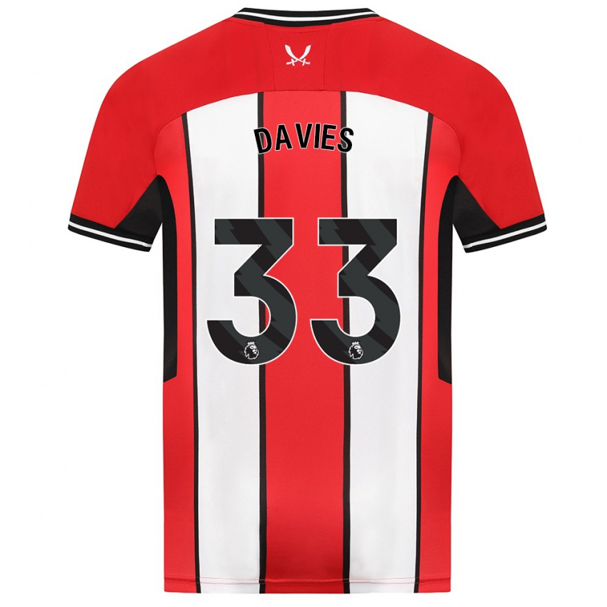 Børn Bethan Davies #33 Rød Hjemmebane Spillertrøjer 2023/24 Trøje T-Shirt