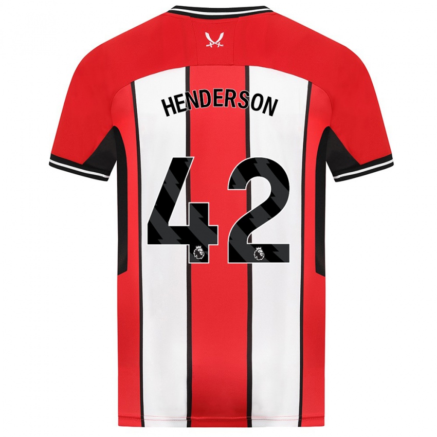 Børn Peyton Henderson #42 Rød Hjemmebane Spillertrøjer 2023/24 Trøje T-Shirt