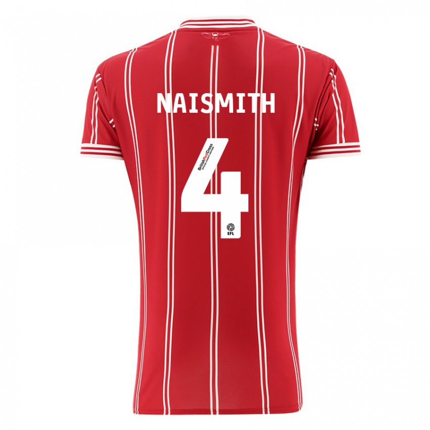 Børn Kal Naismith #4 Rød Hjemmebane Spillertrøjer 2023/24 Trøje T-Shirt