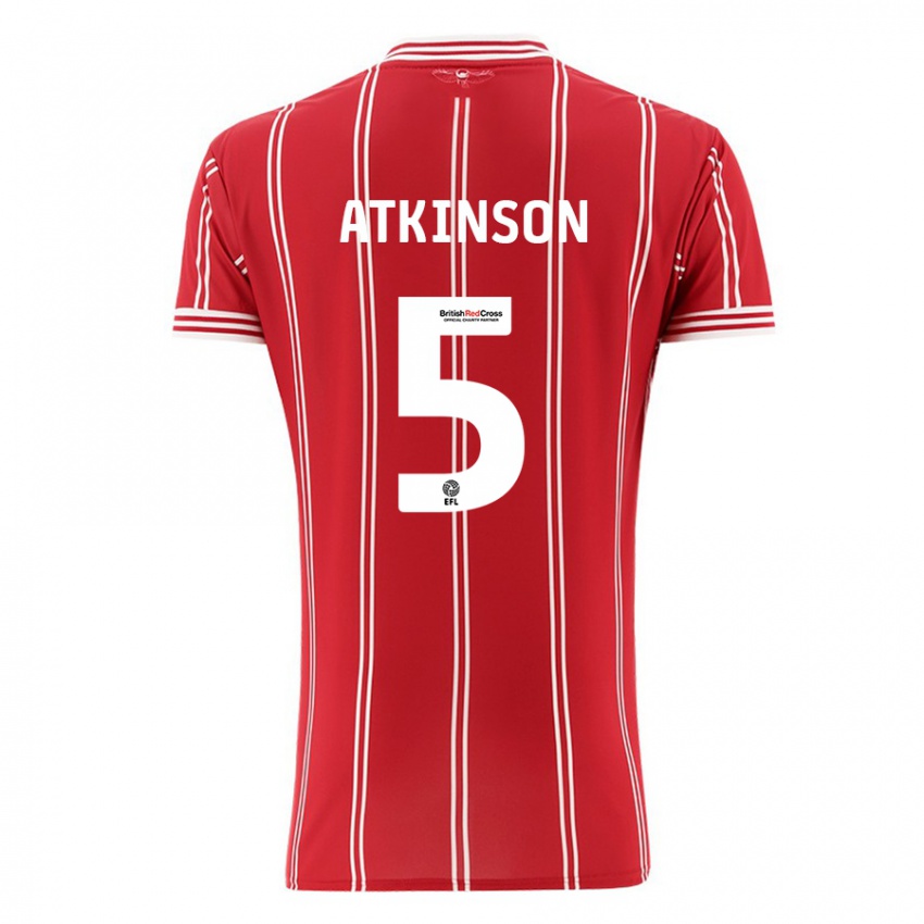 Børn Rob Atkinson #5 Rød Hjemmebane Spillertrøjer 2023/24 Trøje T-Shirt