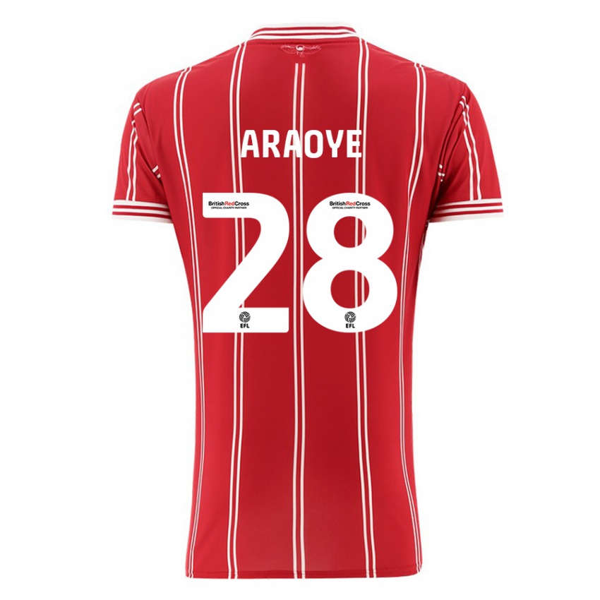 Børn Raphael Araoye #28 Rød Hjemmebane Spillertrøjer 2023/24 Trøje T-Shirt