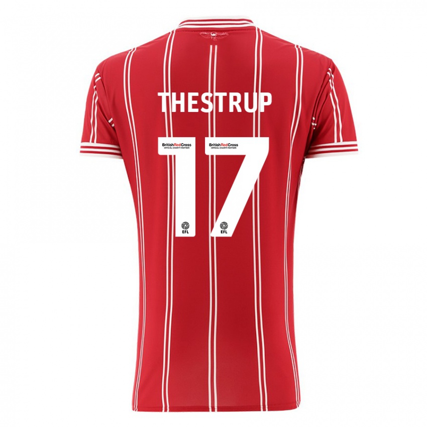 Børn Amalie Thestrup #17 Rød Hjemmebane Spillertrøjer 2023/24 Trøje T-Shirt